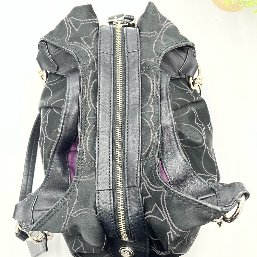 Coach Large Black Signature Maggie Mia Shoulder Bag Handbag Hobo Bag #16153 - Picture 8 of 16